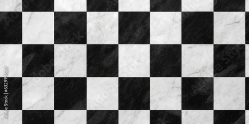Fotografia Seamless black and white checker or chess board marble tile background texture