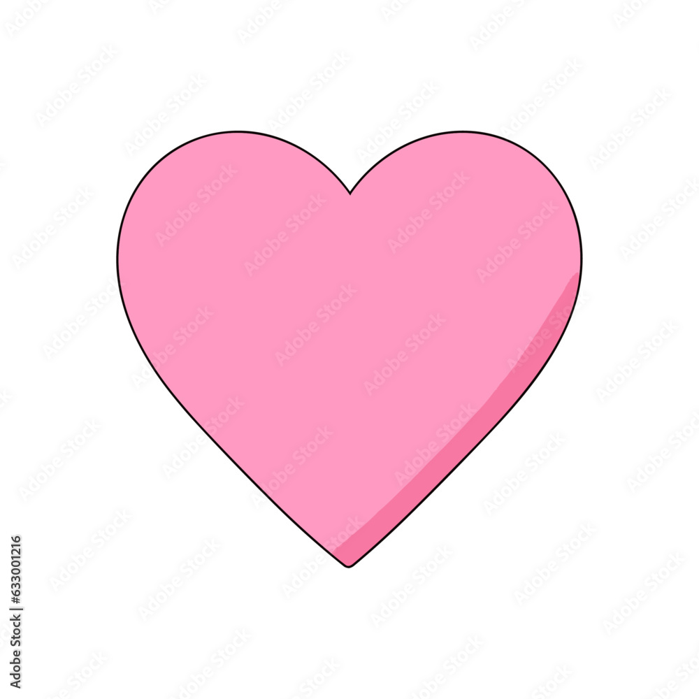 Vector isolated sticker pink valentine heart glamour barbie style illustration	