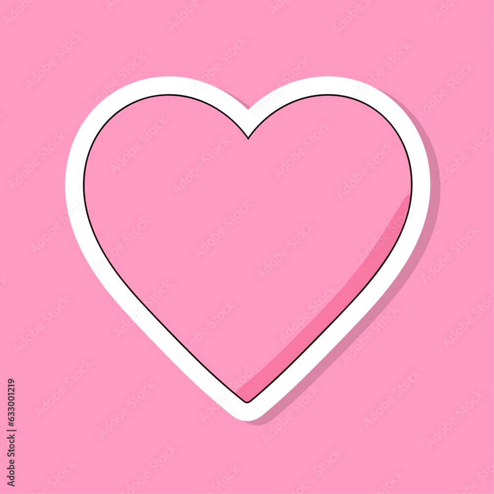 Vector isolated sticker pink valentine heart glamour barbie style illustration Vector isolated sticker pink valentine heart glamour barbie style illustration