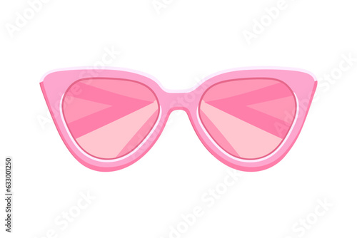Sunglasses sticker pink sun glasses isolated white background. Fashion pink vintage graphic style. Female modern optical beach accessory. Eye summer protection. Glamour style barbiecore