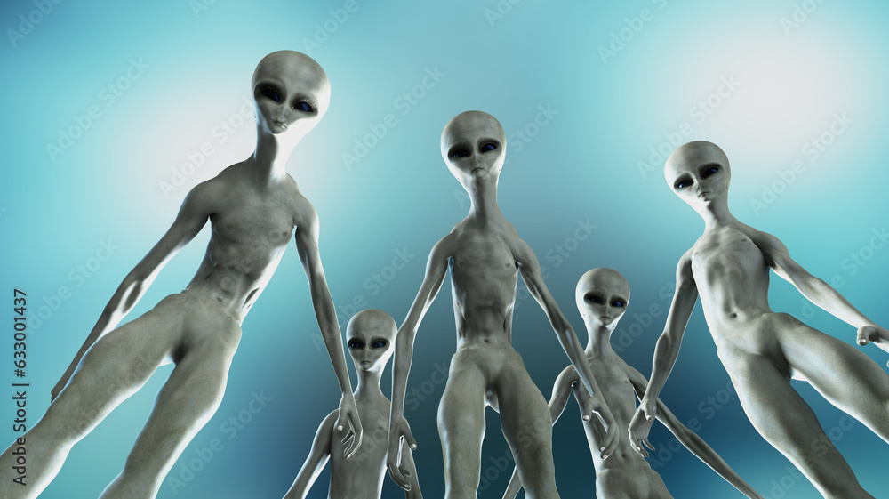 Obraz premium aliens gray close-up 3d render