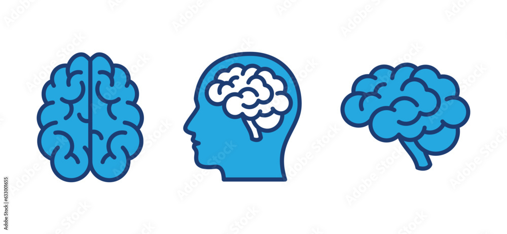 Human brain icons set on white background. Medical care icon. Vector illustration Human brain icons set on white background. Medical care icon. Vector illustration