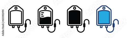 Blood bag icons vector. Blood transfusion, Infuse icon symbol in line and flat style on white background. Medical care vector illustration