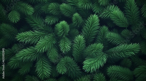 Illustration of a vibrant green pine tree up close. Christmas tree branches