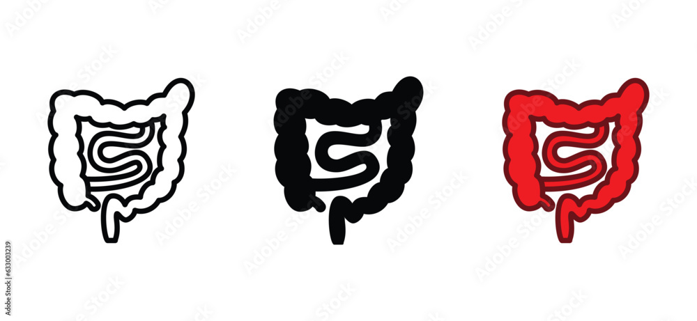 Intestine icon vector. Digestive tract organs, gut icon symbol in line and flat style. Medicals care vector illustration Intestine icon vector. Digestive tract organs, gut icon symbol in line and flat style. Medicals care vector illustration