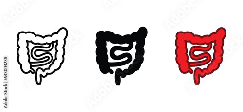 Intestine icon vector. Digestive tract organs, gut icon symbol in line and flat style. Medicals care vector illustration