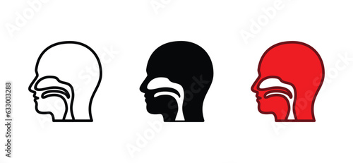 Throat icon vector. Pharynx, esophageal organs icon symbol in line and flat style. Medicals care icon vector