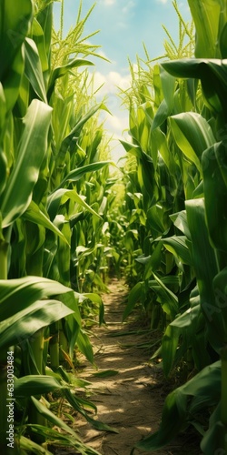 Ecological field of corn. Vegetarianism. Generative AI