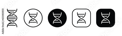DNA helix icon buttons. Biochemistry icon symbol in line and flat style. Medicals care vector illustration