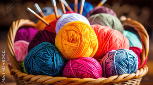 Colorful Yarns in a Basket 