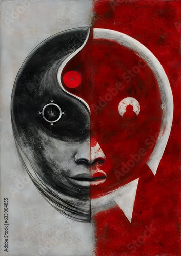 Abstract human face, yin ya...