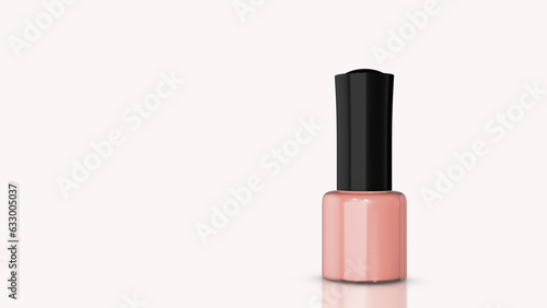 Beige nail polish bottle against a sphere background 