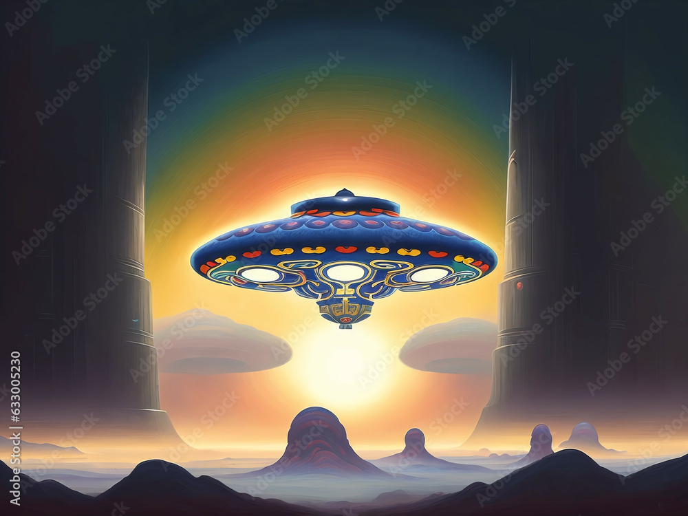 Alien Spaceship, Digital illustration. Alien Spaceship, Digital illustration.