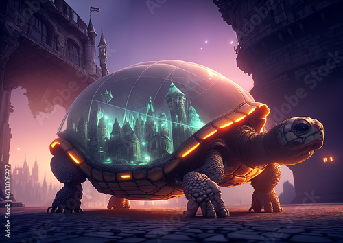 Futuristic city in a glowin...