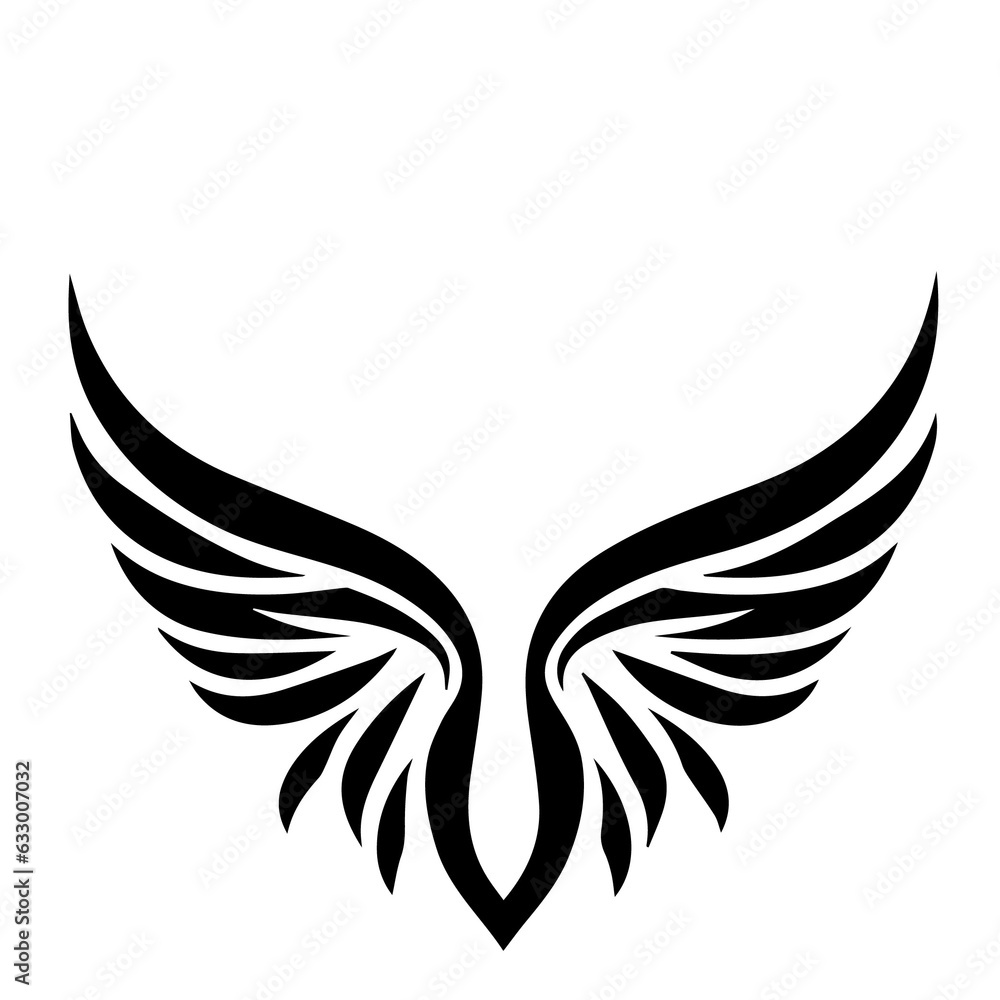 Obraz premium The wing tribal graphic is a captivating fusion of feathers and intricate lines, evoking a sense of flight and freedom.