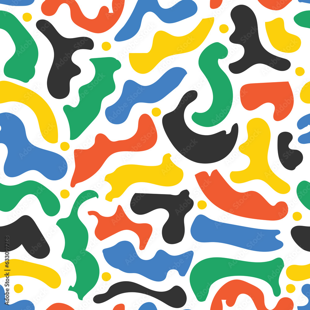 Organic blob shapes seamless pattern. Whimsical arrangement of doodle shapes. Matisse style repeat abstract textured background Organic blob shapes seamless pattern. Whimsical arrangement of doodle shapes. Matisse style repeat abstract textured background
