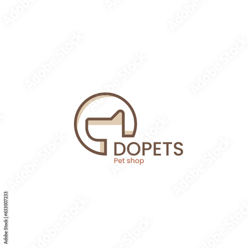 Dog logo with circle line illustration design, line pet creative logo design