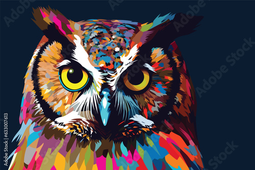 owl pop art vector, colorful art of an owl vector illustration