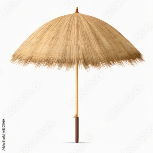 Straw beach umbrella isolated on a white background