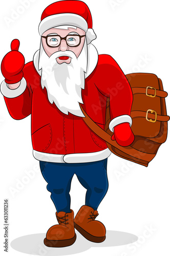 Modern fun hipster Santa Claus. Vector illustration for New Year party.