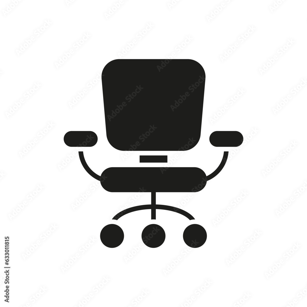 Office chair black glyph icon on white background Office chair black glyph icon on white background