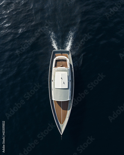 Beautiful Yacht at the sea, aerial view © PHdJ