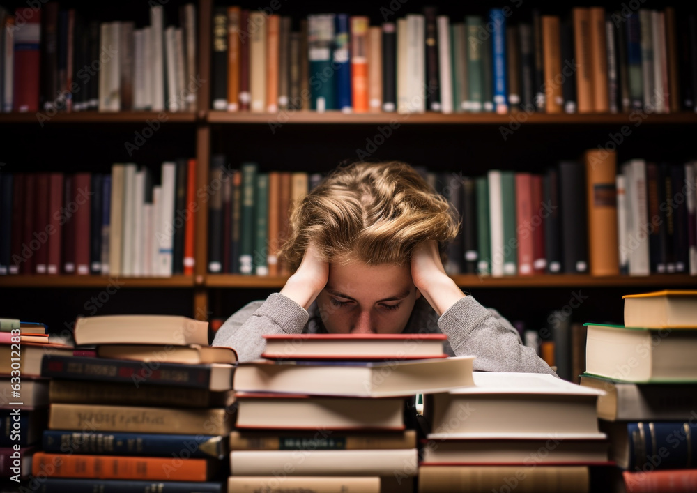 A student sitting in a library, world students day images A student sitting in a library, world students day images