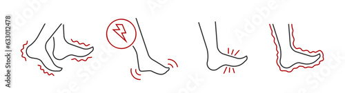 Restless leg syndrome outline icon. RLS linear sign. photo