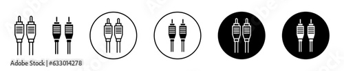 rca cable vector icon set. av rca port cable line icon in black filled and outlined style. photo