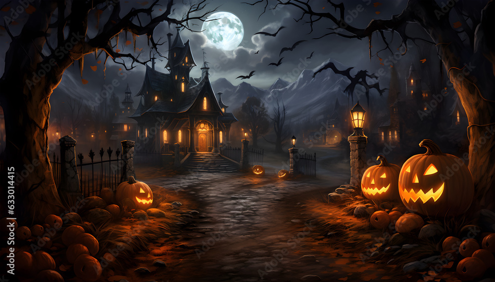 Spooky Halloween background (generative AI) Spooky Halloween background (generative AI)