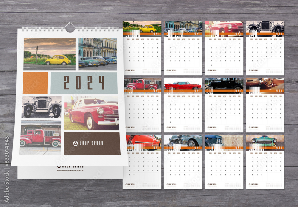 2024 Wall Calendar Layout Stock Template Adobe Stock