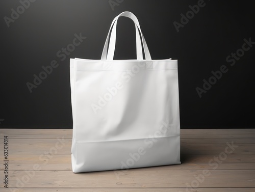 White tote bag mockup on a grey background. Generative Ai.