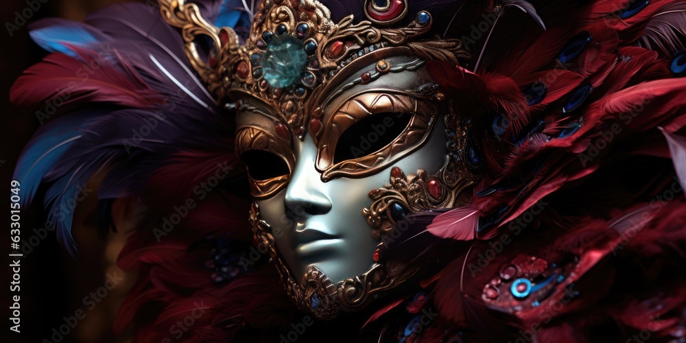 Magnificent Venetian masks. Carnival. Generative AI
