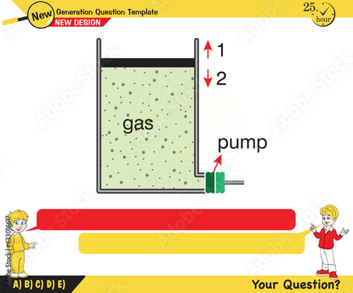 Physics, pressure and lifting force, archimedes principle, pressure of liquids and gases, Pascal's law, pressure of solids, Next generation problems, two boys speech bubble, template, experiment