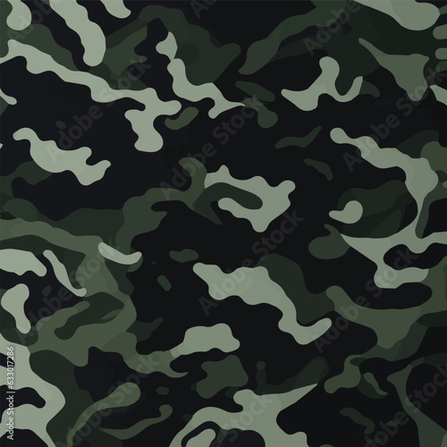 Camouflage seamless pattern. Trendy style camo, repeat print. Vector illustration. Khaki texture, perfect for military army design.