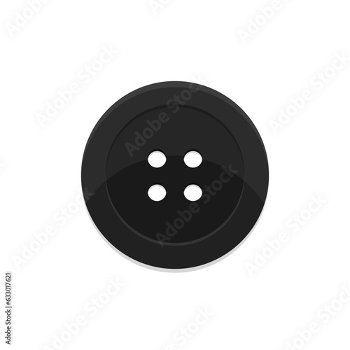 Black clothes button flat vector illustration