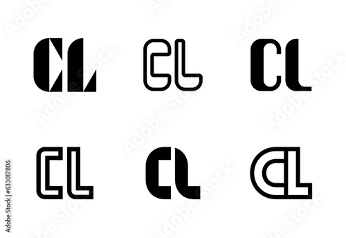 Set of letter CL logos. Abstract logos collection with letters. Geometrical abstract logos