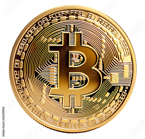 isolated gold shiny bitcoin