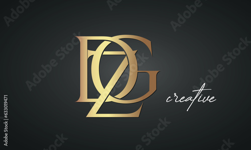 letters DZG golden logo icon premium monogram, creative royal logo design photo