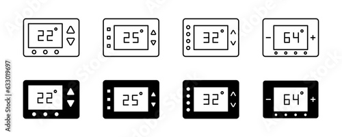 Thermostat temperature icon. Control temperature icons collection. Thermostat control icon