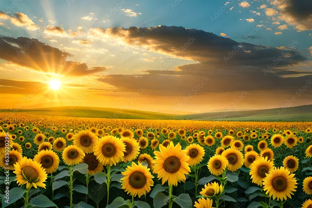 Obraz premium sunflower field in the morning