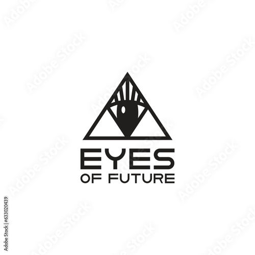 triangle eye modern logo design vector illustration with geometric, pyramid and esoteric styles isolated white