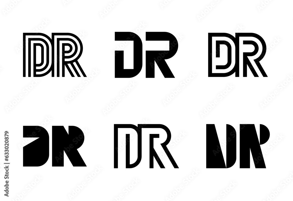 Fototapeta premium Set of letter DR logos. Abstract logos collection with letters. Geometrical abstract logos