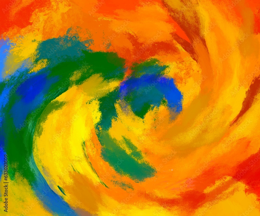 bright saturated composition. Spiral movement.