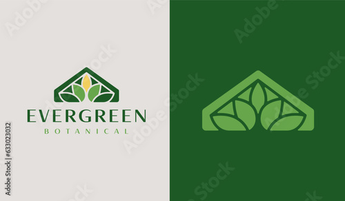 Green House Logo Template. Universal creative premium symbol. Vector illustration. Creative Minimal design template. Symbol for Corporate Business Identity