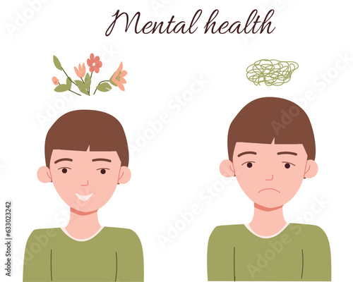 mental health concept sad and happy boy 