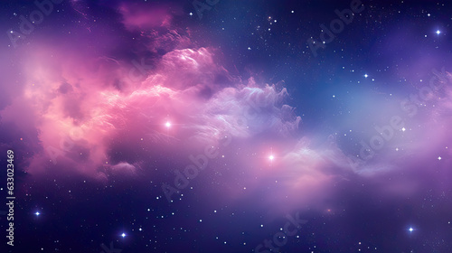Abstract bright space astronomy background, bright nebula and a cluster of stars, Generative AI © Viktoriia Protsak