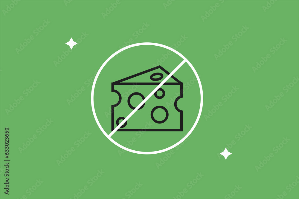 Vector no cheese illustration in flat design style, geometric health food icon.
Vector no cheese illustration in flat design style, geometric health food icon.