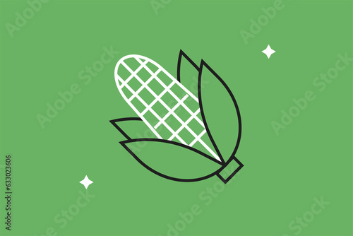 Vector corn illustration in flat design style,  geometric health food icon.
