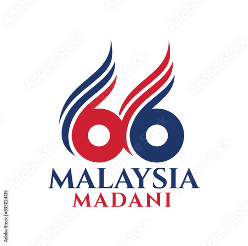 Kuala Lumpur - Malaysia. August 31, 2023: 66 Malaysia Madani (Translation: Civil Malaysia). Independence Day of Malaysia. 1957 - 2023. Vector Illustration.